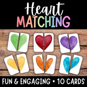 Abbinamento di cuori, attività di San Valentino, biglietti d'amore, riconoscimento di schemi, biglietti a forma di cuore, abbinamento di cuori, attività a forma di cuore, stampabile a forma di cuore, gioco del cuore