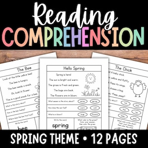 SPRING Reading Comprehension Worksheets, Kindergarten Reading, Reading Passages with Questions, First Grade Reading, Second Grade Reading