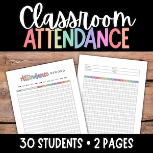 Attendance Sheet, Attendance Tracker, Attendance Log, 30 Student Attendance Sheet, Group Attendance, Classroom Attendance