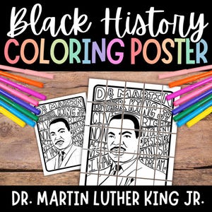 Martin Luther King Jr Coloring POSTER, Collaborative Coloring, Black History Month Coloring Pages, Group Activities, MLK Day, MLK Poster