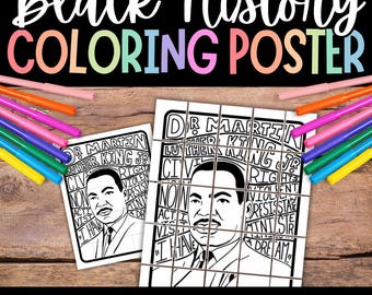 Martin Luther King Jr. Collaborative Coloring Poster, Black History Month (PDF)