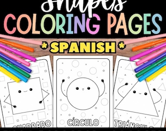 SPANISH Shapes Coloring Pages, ESPAÑOL Shapes Toddlers, Kindergarten Shapes, Shapes Coloring Sheets, Shapes for Preschool, Shapes Worksheet