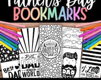 Marcadores de livros para colorir para o Dia dos Pais, presente para imprimir (PDF)