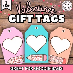 Valentine Gift Tags, Valentine’s Day Tags, Goodie Bag Tags, Valentine’s Day Gift Tags, Printable Gift Tags