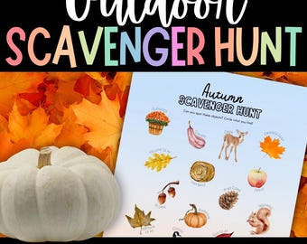 Autumn Scavenger Hunt, Nature Scavenger Hunt for Kids, Outdoor Fall Scavenger Hunt, Autumn Activities, Party Games, Field Trip, Nature Walk