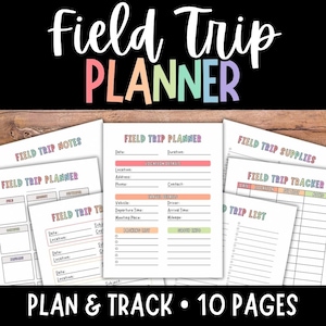 Field Trip Planner Pack Printable, PDF Plan a Field Trip, Teacher Plan, School Field Trip Log, Homeschool Field Trip Plan, Field Trip Guide