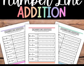 Number Line Addition, Kindergarten Math Worksheets, Equations within 10, Addition Equations, Adding within 10, First Grade Math
