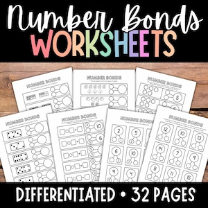 Number Bonds Activities, Kindergarten Math, Composing and Decomposing in Kindergarten, Number Bond Worksheets, Fact Families, Number Bonds