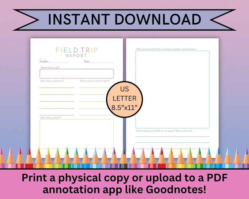Field Trip Report, Field Trip Log, Field Trip Journal, School Field