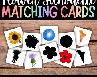 Flower Silhouette Matching Cards, Spring Card Game, Pattern Recognition (PDF)