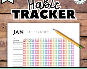 Monthly Habit Tracker, 12 Month, Goal Tracker, Habit Tracking, Goal Tracking, Monthly Tracker, Printable Tracker, Track Habits, Printable