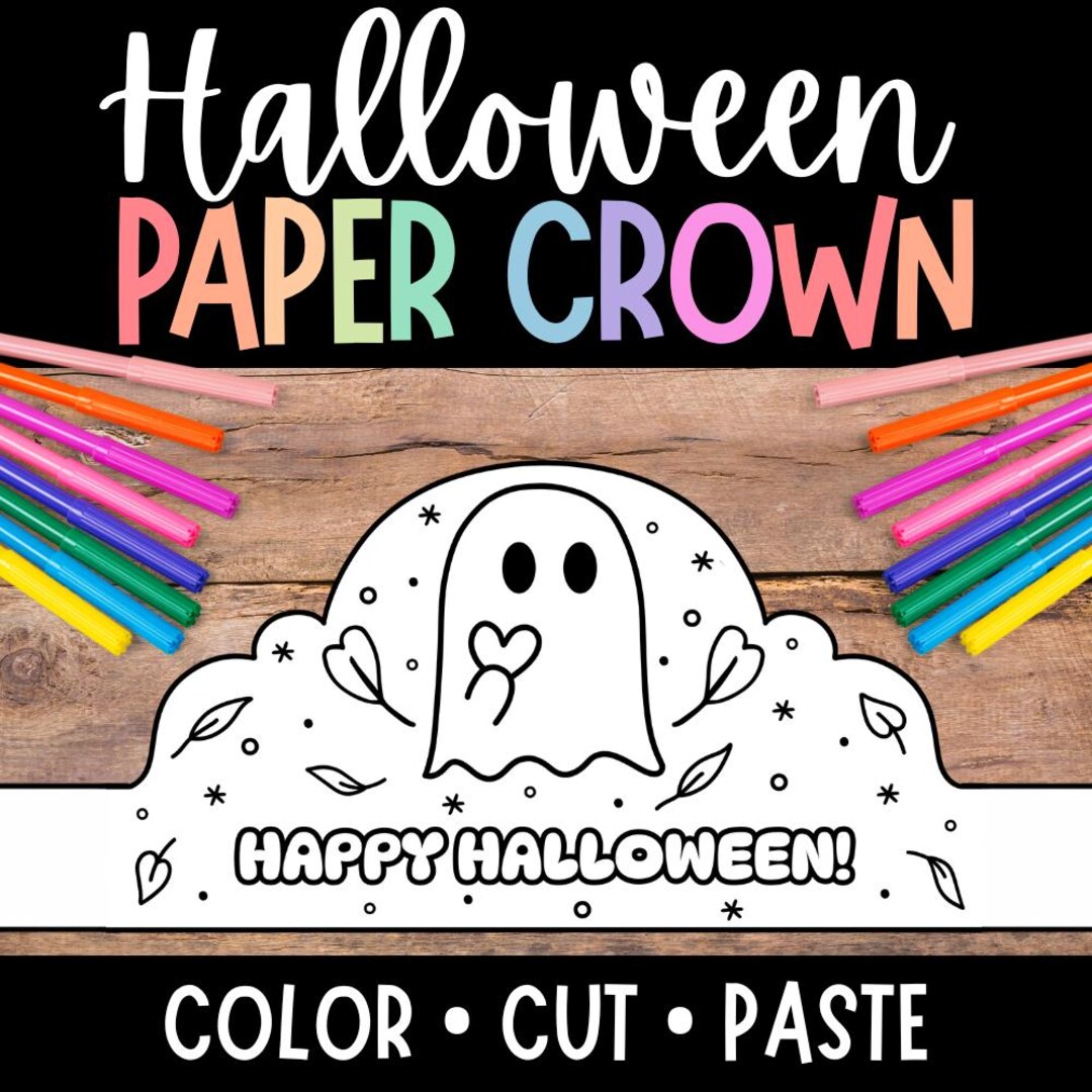 Halloween Craft: Ghost Paper Crown, Spooky Hat, Printable Ghost (PDF ...