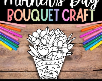 Mother's Day Flower Bouquet Coloring Craft (PDF Pattern)