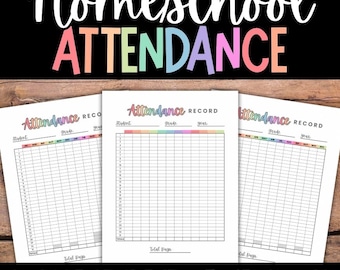 Attendance Sheet, Single Student, Homeschool Planner Pages, Attendance Log, Homeschool Attendance