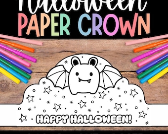 Halloween Craft: Bat Paper Crown, Printable Party Hat (PDF)