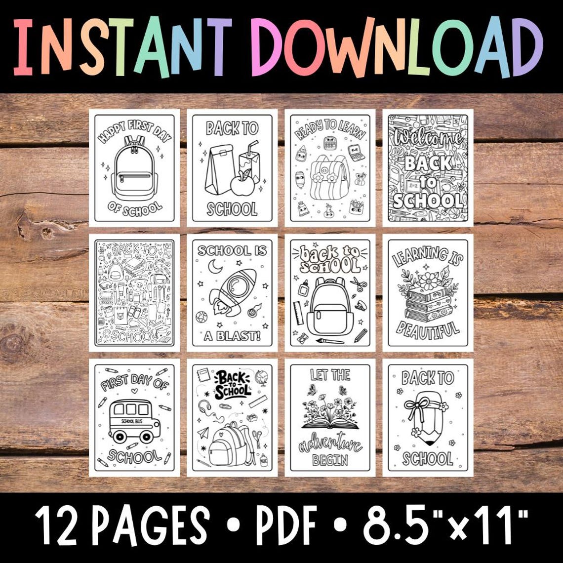 Back to School Coloring Pages: 12 Printable First Day Crafts (PDF ...