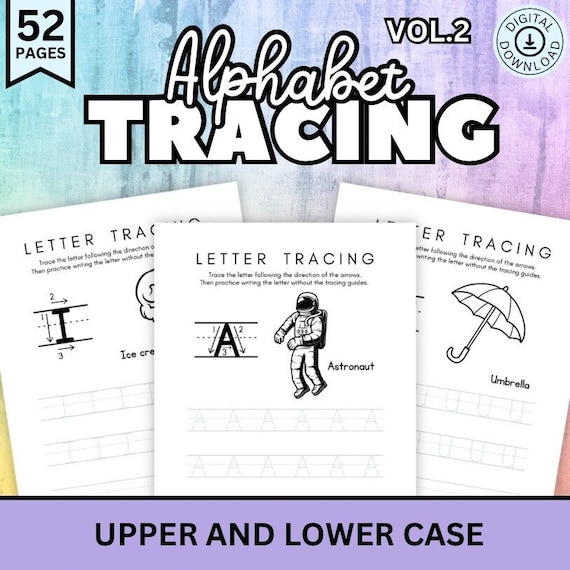 Alphabet Tracing Worksheets, Preschool Handwriting Practice, Letter Practice, ABC Tracing Pages, Printable Educational Sheets for Kids