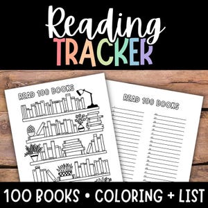 Book Reading Tracker Printable, Reading Log for Adults or Kid, Reading Chart, 100 Book Tracker, Book Log, Summer Reading, Book Habit Tracker