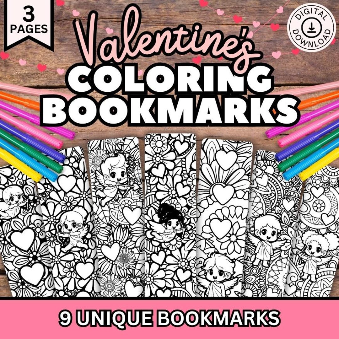 Valentine Coloring Bookmarks, Valentine’s Day Bookmarks Printable ...