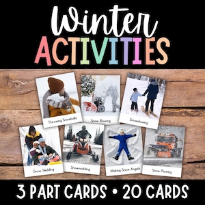Nomenclature d'hiver, Cartes en 3 parties, Activités hivernales, Montessori, Lecture pour la maternelle, Arts du langage, Cartes flash d'alphabétisation, Préscolaire