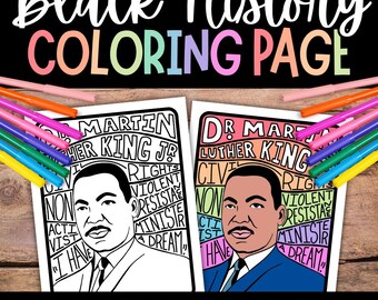 Martin Luther King Jr Coloring Page, MLK Activities, Black History Month Coloring Pages, Black History Coloring Pages, Printable Coloring