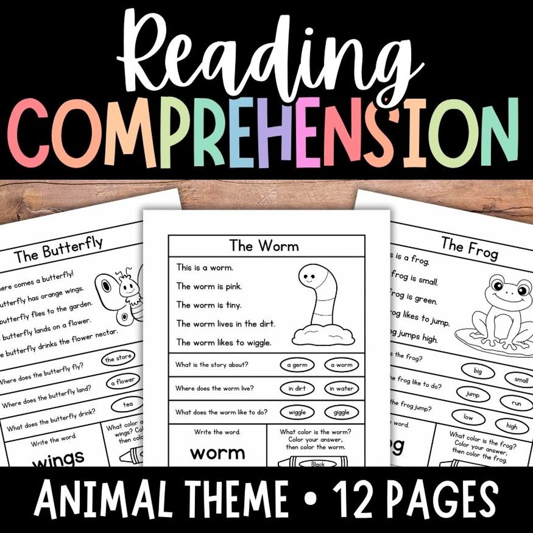 ANIMAL Reading Comprehension Worksheets, Kindergarten Reading, Reading ...