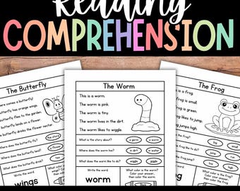 ANIMAL Reading Comprehension Worksheets, Kindergarten Reading, Reading Passages with Questions, First Grade Reading, Second Grade Reading