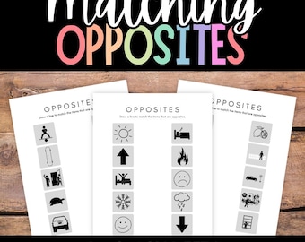 Opposites Worksheets, Visual Discrimination Activity, Discernment Activities