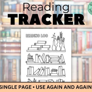 Reading Tracker Printable, Reading Log for Adults or Kids, Reading Log Chart, Book Tracker, Book Log, Summer Reading, Reading Habit Tracker