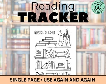 Reading Tracker Printable, Reading Log for Adults or Kids, Reading Log Chart, Book Tracker, Book Log, Summer Reading, Reading Habit Tracker
