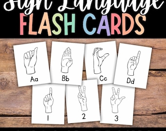 Sign Language Flash Cards, ASL, American Sign Language Cards, Sign Language Alphabet, Sign Language Numbers 1-10, ASL Cards, Finger Spelling