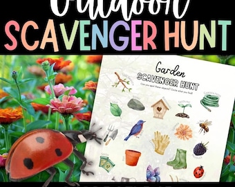 Scavenger Hunt for Kids, Outdoor Scavenger Game, Garden Scavenger Hunt, Scavenger Hunt, Gardening Games, Family Game, Printable Hunt