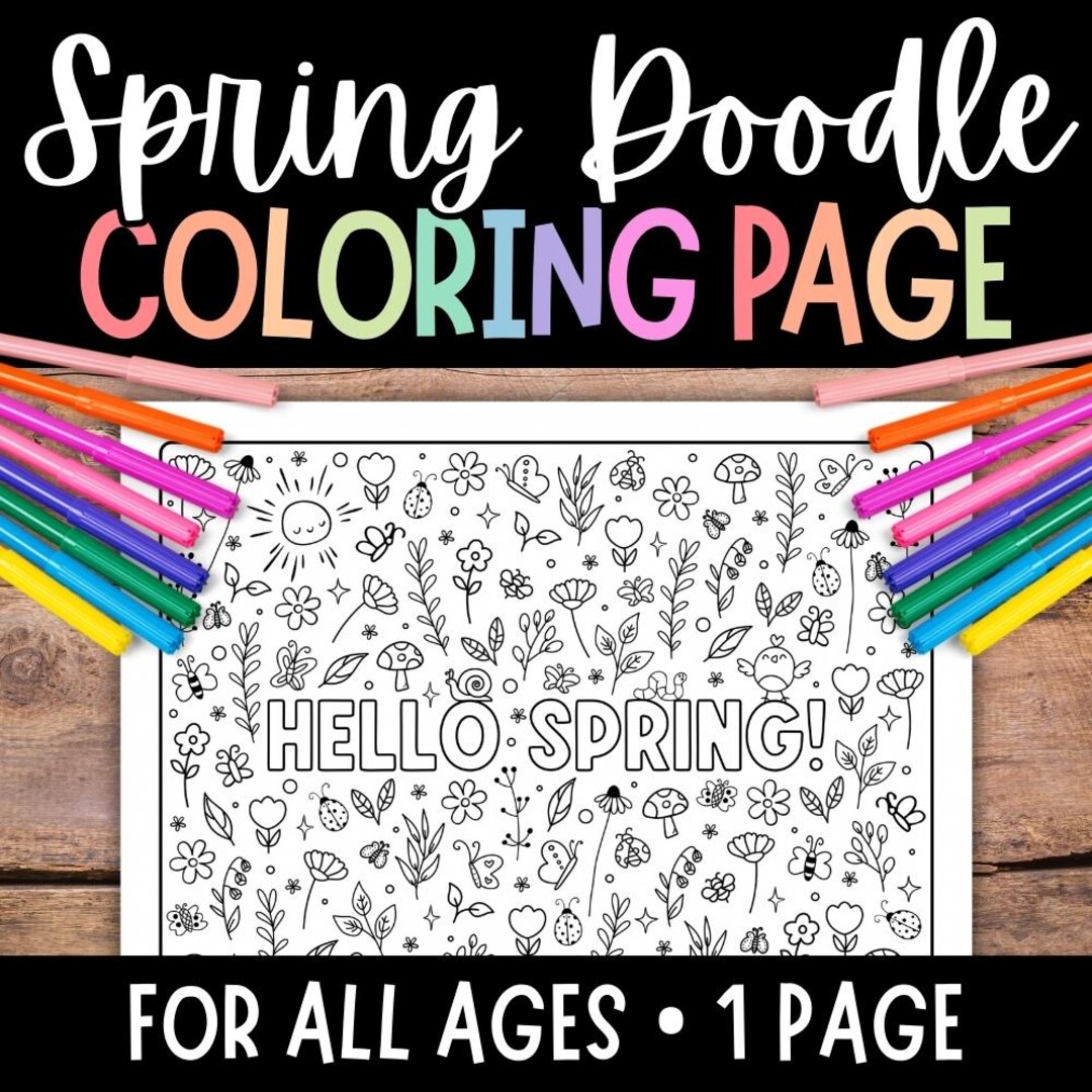 SPRING Coloring Page, Spring Doodles Coloring Sheet, Spring Coloring ...