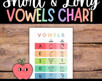 Vowels Anchor Chart, Vowel Poster, Long Vowels, Short Vowels, Classroom Posters, Preschool, Kindergarten, First Grade, Phonics
