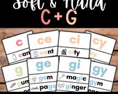 Soft C and G, Soft C Anchor Charts, Soft G, Sounds of C and G, Kindergarten Reading, Preschool, First Grade, Classroom Posters, Phonemes