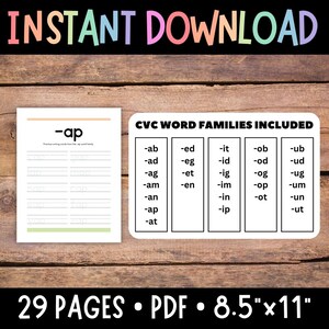 CVC Word Worksheets, CVC Spelling, CVC Word Tracing Worksheets, Handwriting Sheets, Preschool Spelling, Kindergarten Word Pages, First Grade image 3