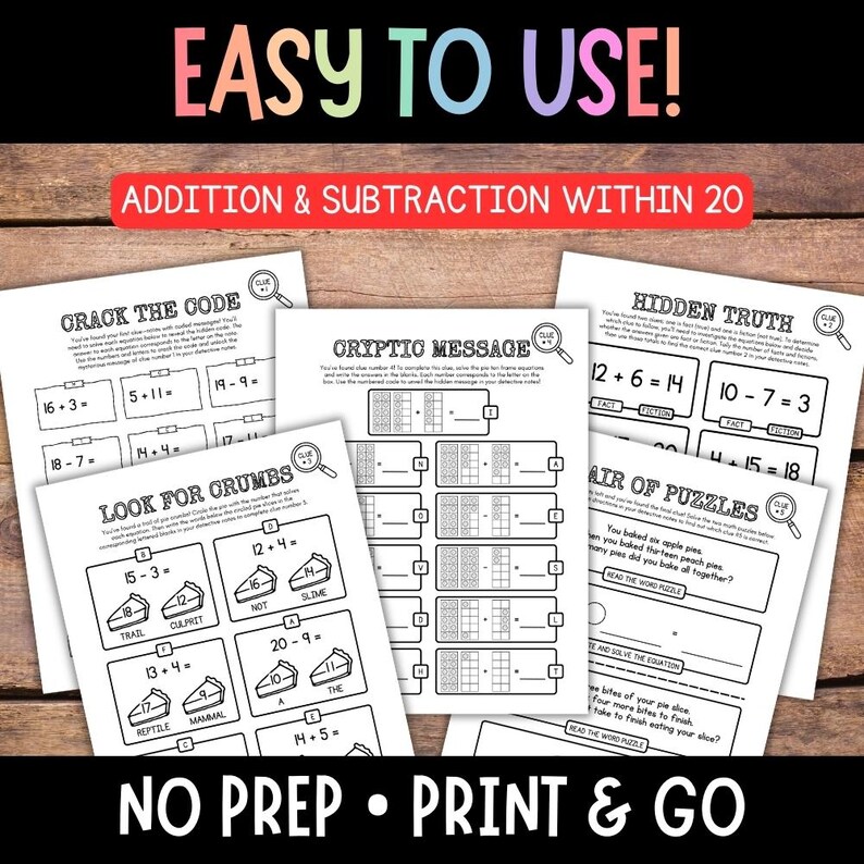 Addition and Subtraction Math Mystery, Math Worksheet, Addition ...