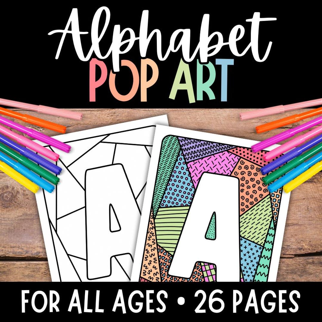 Abcs Coloring Pages: Pop Art Alphabet, Class Craft (PDF Download) - Etsy