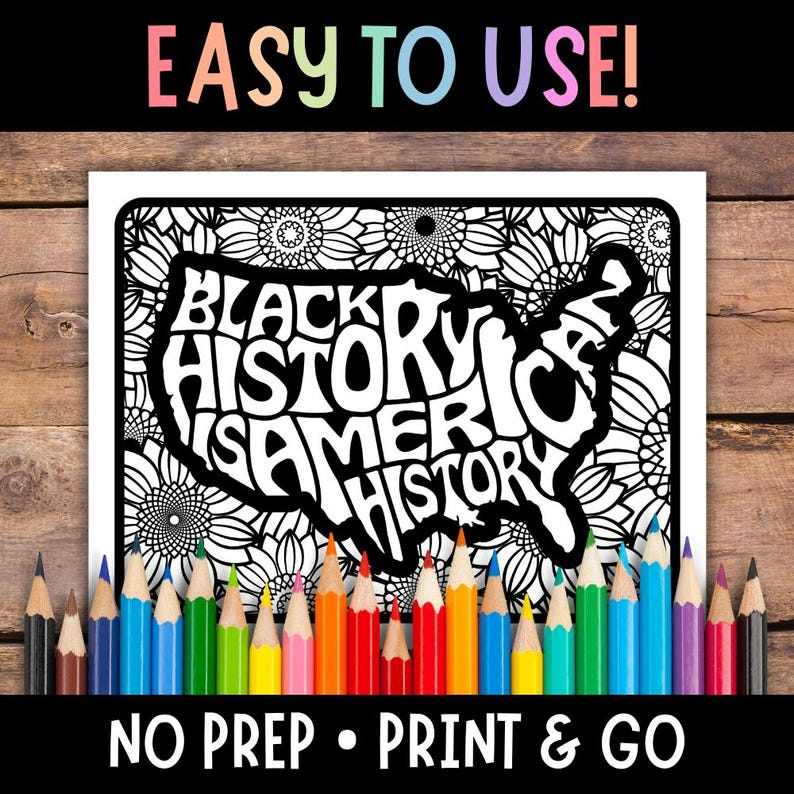 Black History Month Coloring Pages for Teens and Adults - Etsy