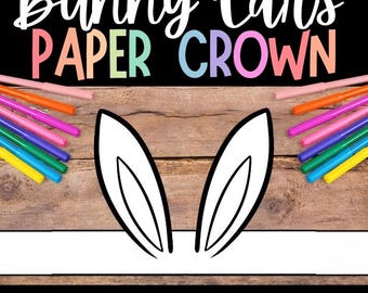 EASTER Bunny Craft, Bunny Ears Paper Crown, Easter Activities, Rabbit Headband, Bunny Ears Paper Hat, Easter Coloring Activity, Easter Craft