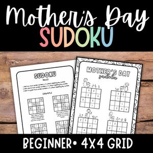 MOTHER’S DAY Sudoku, Mother’s Day Games, Mother’s Day Activity, Math Games, Sudoku Puzzles, Number Game, Logic Puzzles, Beginner Sudoku