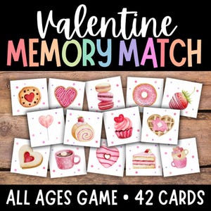 Juego de memoria de San Valentín, juego de cartas de San Valentín, reconocimiento de patrones (PDF)