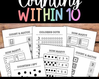 Counting Worksheets, Kindergarten Math Worksheets, Preschool Number Worksheets, Math Printables for Kids, First Grade Math Sheets, Printable