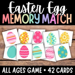 Juego de memoria de Pascua, juego de emparejar huevos de Pascua, juego de cartas de Pascua, actividad de Pascua, juegos de Pascua, juego de huevos de Pascua, juego de Pascua