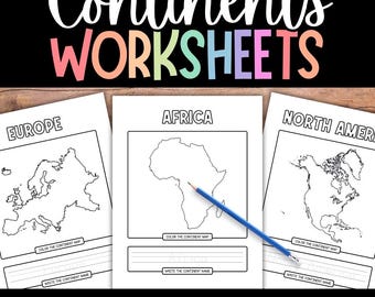 Continents Worksheets, Continents Coloring Pages, Continent Name Tracing, Geography, Homeschool, World History, Kindergarten, First Grade