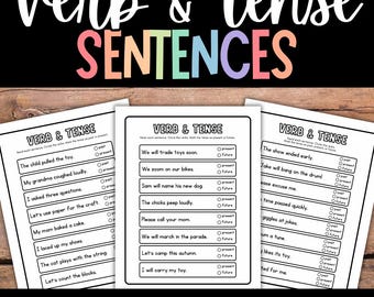 Verb Tense Worksheet Parts of Speech Verb Sentence Activity Past Present Future