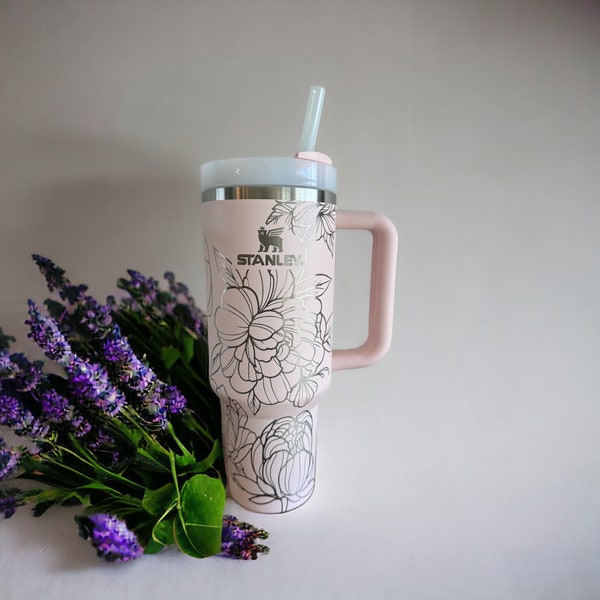 Stanley 40oz and 30oz Stainless Steel H2.0 Flowstate Quencher Tumbler | Floral, Mandala and Outdoors Wrapped Stanley’s | Laser Engraved