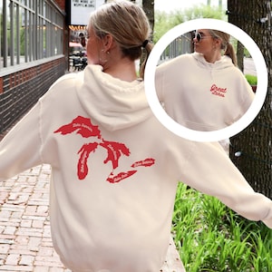 Große Seen Hoodie, Geschenk für See Liebhaber, See Sweatshirt, See Karte Bekleidung, Sommer Hoodie, See Haus Geschenk, Reise Hoodie