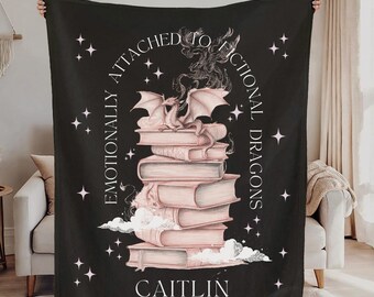 Personalized Dragon Book Blanket: Custom Fantasy Reader Gift