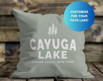 Custom Lake Name Pillow: Personalized Cottage Decor